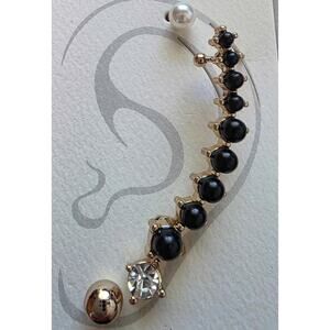 EAR CUFF + 3 Stud Earrings, Crescent Black/Gold Mia Studio by Kim Min Sun - NEW!